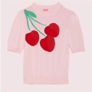 Kate Spade cherry intarsia knit short sleeve summer sweater, small BNWT